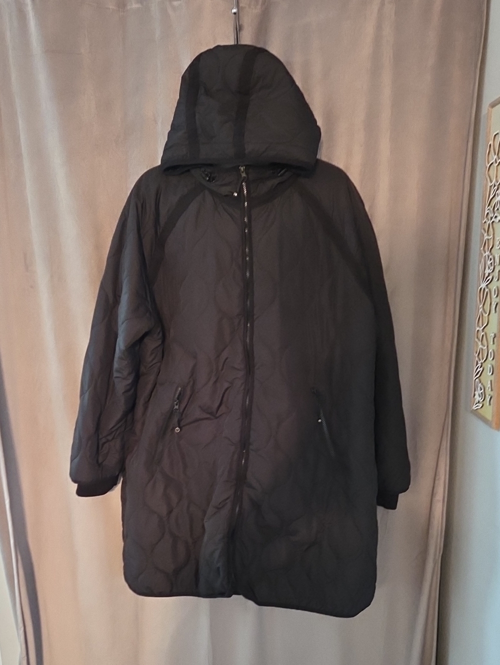 Active Zone 3x Women's Black Quilted Hooded Puffer Coat